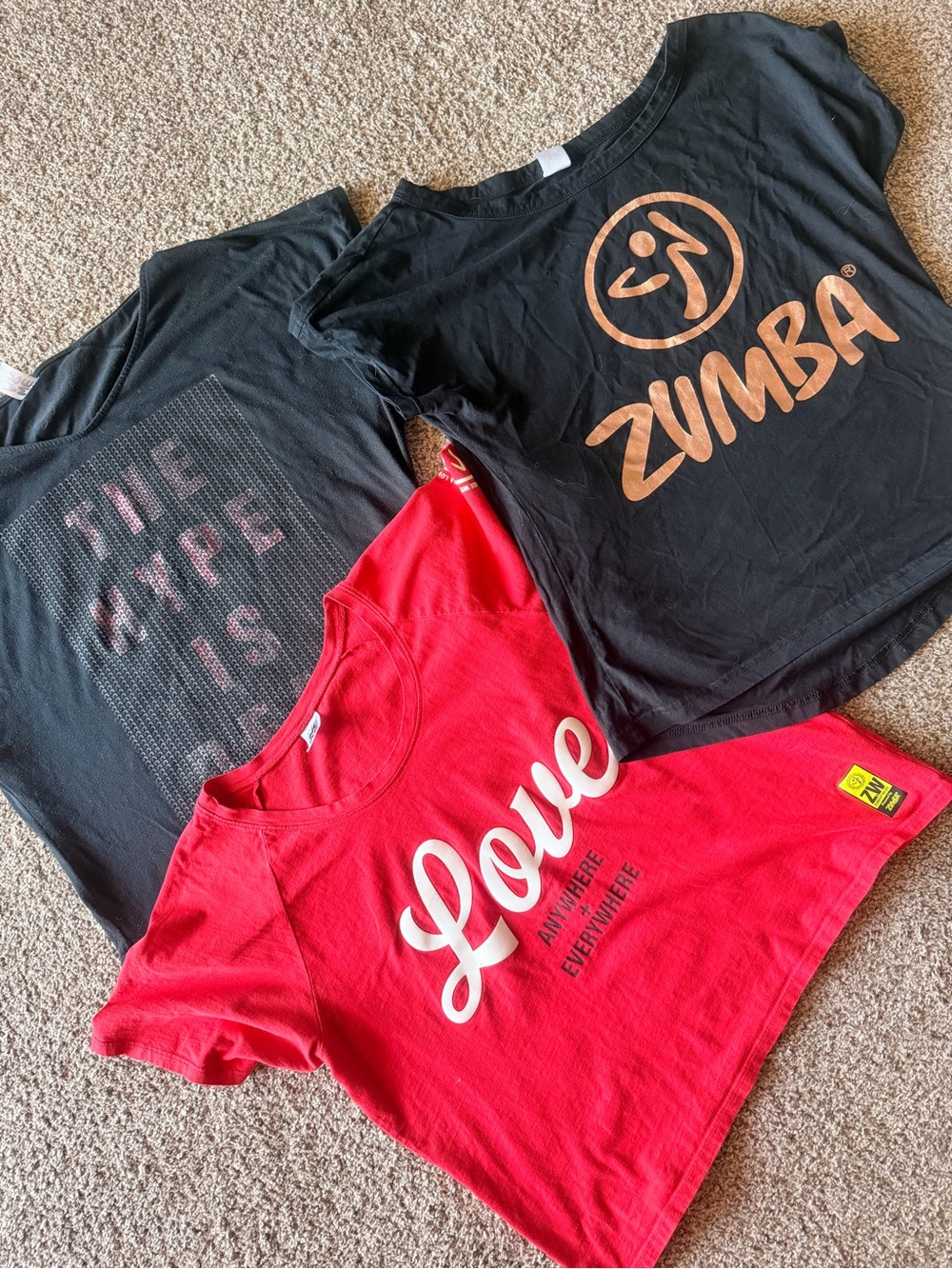 Zumba Fitness Black Logo Tee & Red Love Graphic Short Sleeve Set
